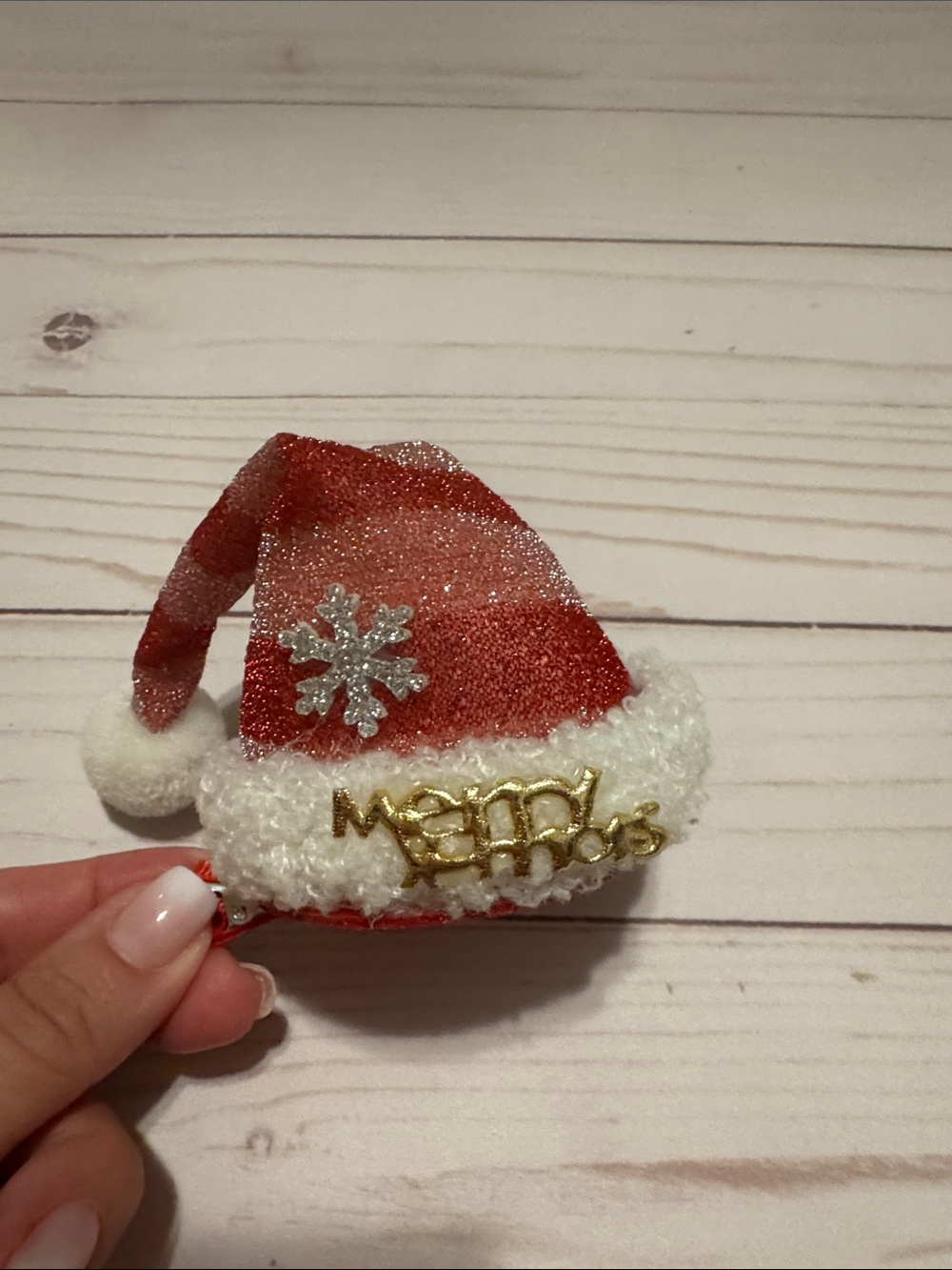 Red Santa Hat Hair Clip - Holiday Accessory